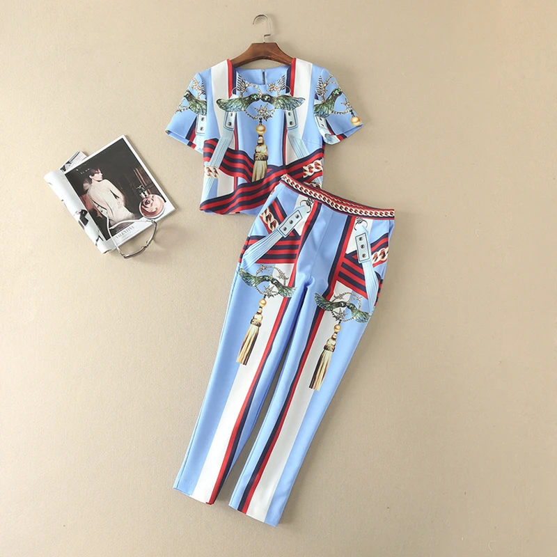 Lady Clothes Runway Designer European Style 2018 Summer Print Long Sleeve Short Blouse + Pants Set For Women Cute Twinsets
Lady Clothes Runway Designer European Style 2018 Summer Print Long Sleeve Short Blouse + Pants Set For Women Cute Twinsets