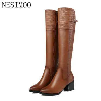 NESIMOO 2019 Shoes Woman Boots Elegant Knee High Boots High Heel Genuine Leather Pointed Toe Ladies Motorcycle Shoes Size 34-42
NESIMOO 2019 Shoes Woman Boots Elegant Knee High Boots High Heel Genuine Leather Pointed Toe Ladies Motorcycle Shoes Size 34-42