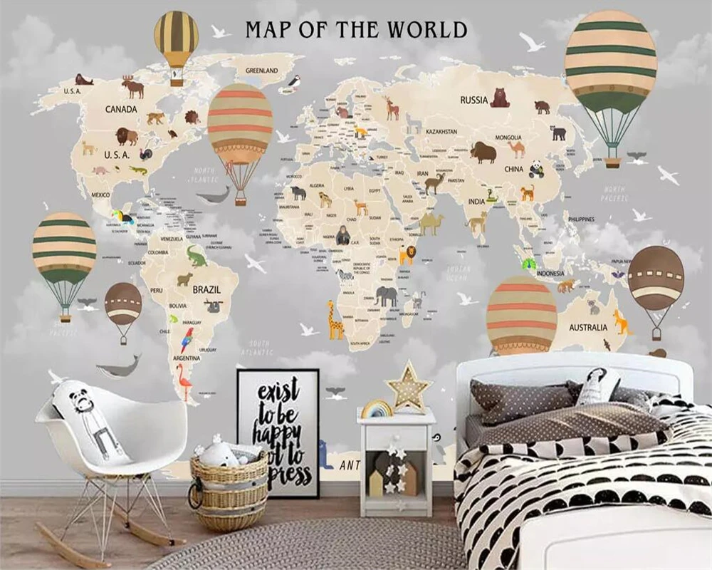 beibehang Wallpaper mural cartoon hot air balloon world map children's room murals living room bedroom decoration 3d wallpaper
beibehang Wallpaper mural cartoon hot air balloon world map children's room murals living room bedroom decoration 3d wallpaper