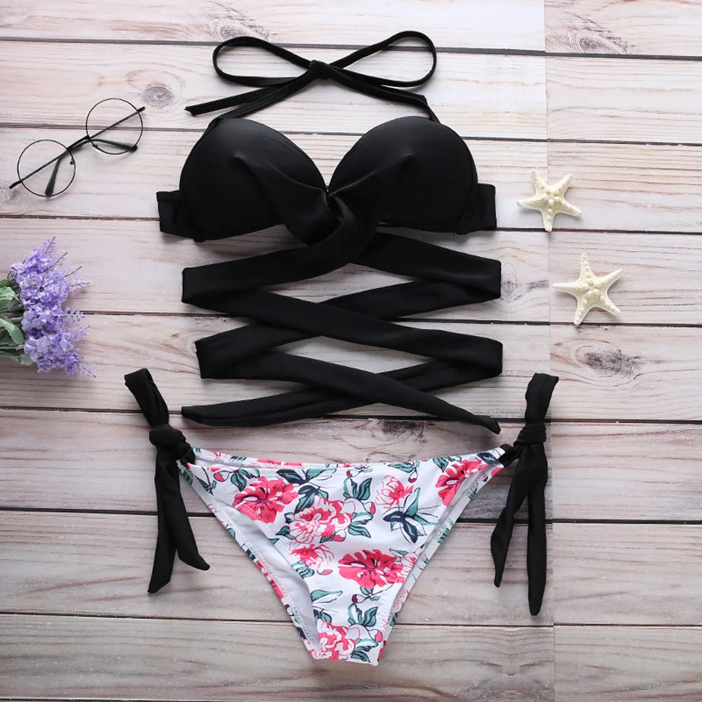 MUQGEW Women Print Hanging Neck Cross Bikini Push-Up Pad Swimwear women's swimming suit 2019 sexy bikini swimsuit #0328
MUQGEW Women Print Hanging Neck Cross Bikini Push-Up Pad Swimwear women's swimming suit 2019 sexy bikini swimsuit #0328