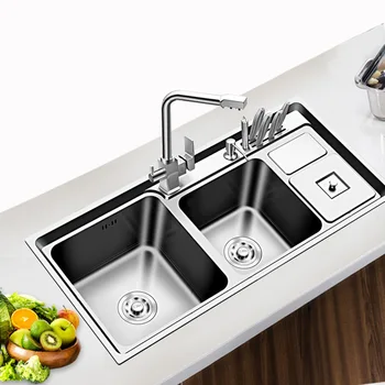 steel sink three slot with trash multi-function basins with thick double groove combo sink in the kitchen bowl
steel sink three slot with trash multi-function basins with thick double groove combo sink in the kitchen bowl