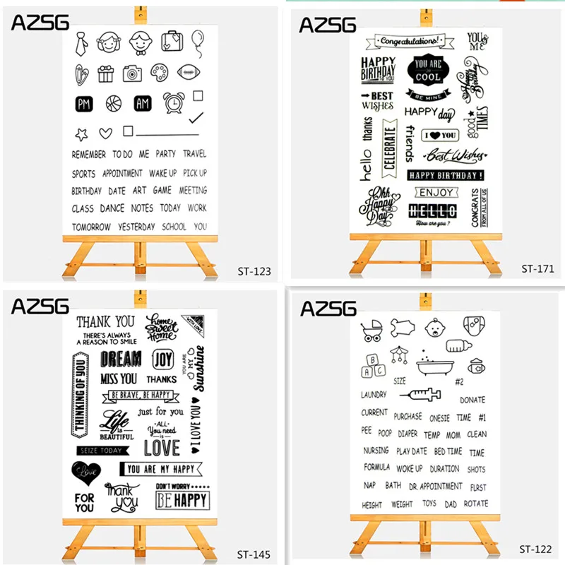 AZSG Daily Words Stamps for Scrapbooking Transparent Silicone Rubber Seal DIY Photo Album Decorative Card Chapter 11*16cm
AZSG Daily Words Stamps for Scrapbooking Transparent Silicone Rubber Seal DIY Photo Album Decorative Card Chapter 11*16cm