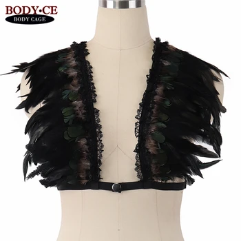 Women's Sexy Feather Epaulettes Bondage Shoulder Wing Crop Feather Tops Wedding Angel Bondage Dress Body Harness Gothic Bra
Women's Sexy Feather Epaulettes Bondage Shoulder Wing Crop Feather Tops Wedding Angel Bondage Dress Body Harness Gothic Bra