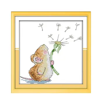 Mini cute little mouse with dandelion 14CT white cloth embroidery cross stitch kit little mouse decorative figure
Mini cute little mouse with dandelion 14CT white cloth embroidery cross stitch kit little mouse decorative figure