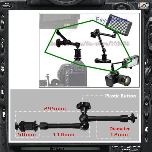 11" Lightweight Flexible Magic DSLR Rig Variable Friction Power Bracket Articulated Arm Monitor for 5D2 600D D5500 6D
11" Lightweight Flexible Magic DSLR Rig Variable Friction Power Bracket Articulated Arm Monitor for 5D2 600D D5500 6D