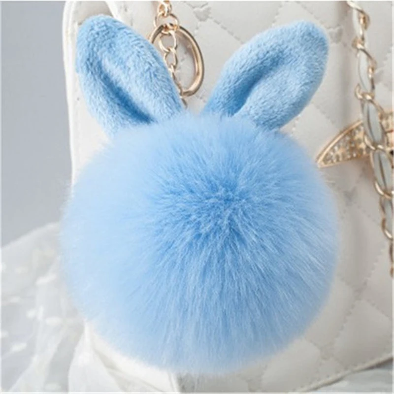 New Arrival Pom Rabbit Key Chain Ears Fluffy Bunny Fur Keychain For Women Bag Keyring Gits Chaveiro Llaveros | Украшения и