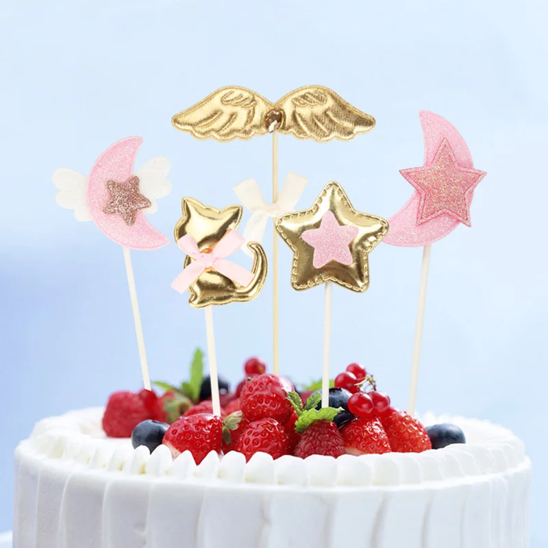 Gold Glitter Cake Topper Moon Stars Pink Angel Wings Cupcake Topper For Birthday Party Baby Shower Wedding Cake Decoration Tools
Gold Glitter Cake Topper Moon Stars Pink Angel Wings Cupcake Topper For Birthday Party Baby Shower Wedding Cake Decoration Tools