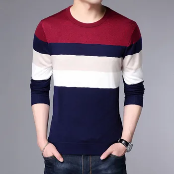 2019 Autumn Casual Men's Sweater O-Neck Striped Slim Fit Knittwear Mens Sweaters Pullovers Pullover Men Pull Homme Cotton
2019 Autumn Casual Men's Sweater O-Neck Striped Slim Fit Knittwear Mens Sweaters Pullovers Pullover Men Pull Homme Cotton