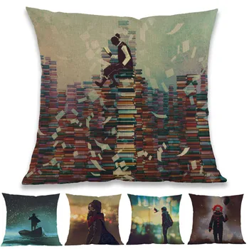 

Fantasy Imaginative World Futuristic Character Lonely Girl Chaotic Scenery Throw Pillow Case Home Sofa Decorative Cushion Cover