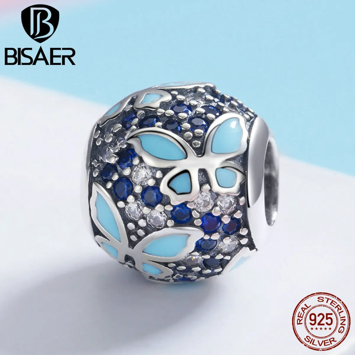 BISAER 925 Sterling Silver Mystery Butterfly Charm Blue Enamel CZ Beads fit for DIY Jewelry Making Women Bracelets Bangle ECC931
BISAER 925 Sterling Silver Mystery Butterfly Charm Blue Enamel CZ Beads fit for DIY Jewelry Making Women Bracelets Bangle ECC931