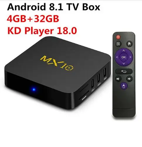 MX10 Smart TV Box Android 8.1 RK3328 Quad Core 64bit DDR4 4GB 32GB KD18.0 4K HD Wifi 100M LAN USB3.0 Set-top Box media player
MX10 Smart TV Box Android 8.1 RK3328 Quad Core 64bit DDR4 4GB 32GB KD18.0 4K HD Wifi 100M LAN USB3.0 Set-top Box media player
