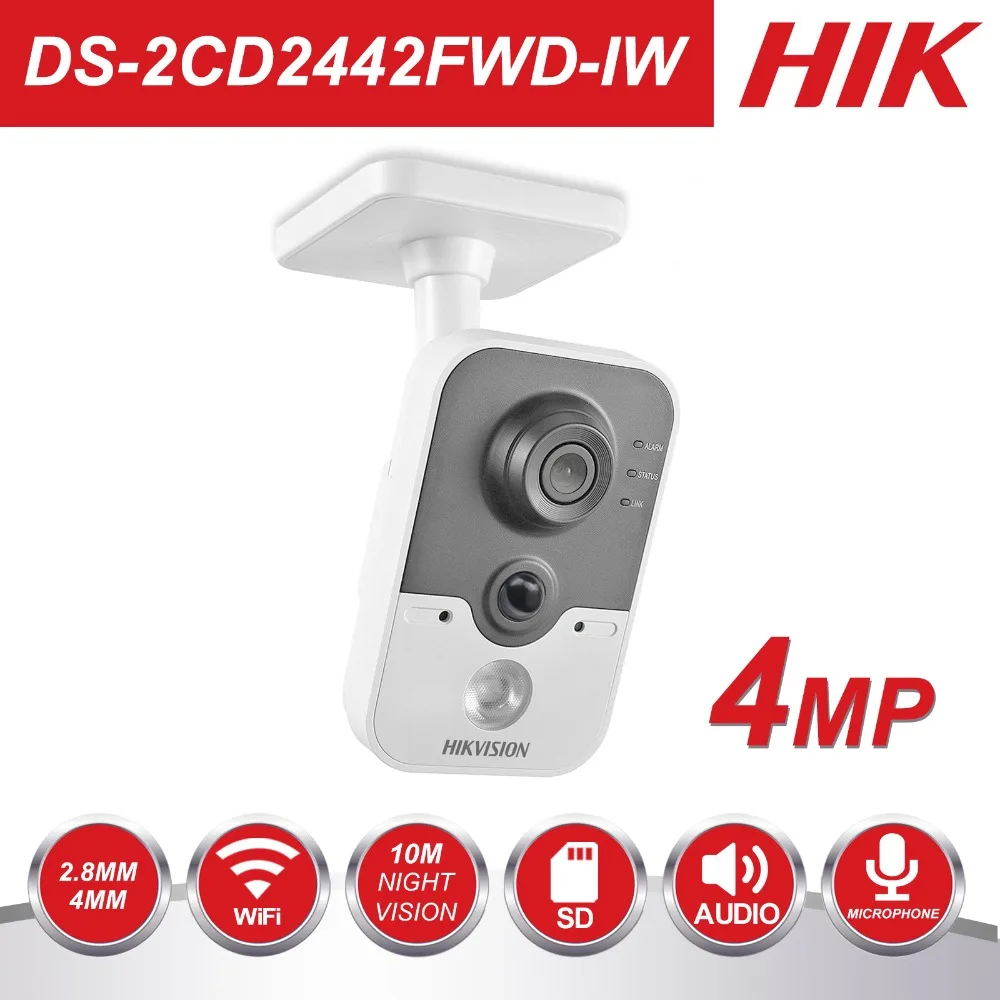 Беспроводная ip камера Hikvision 1080 P DS 2CD2442FWD IW 4 МП для помещения ИК куб Wi Fi домашнего