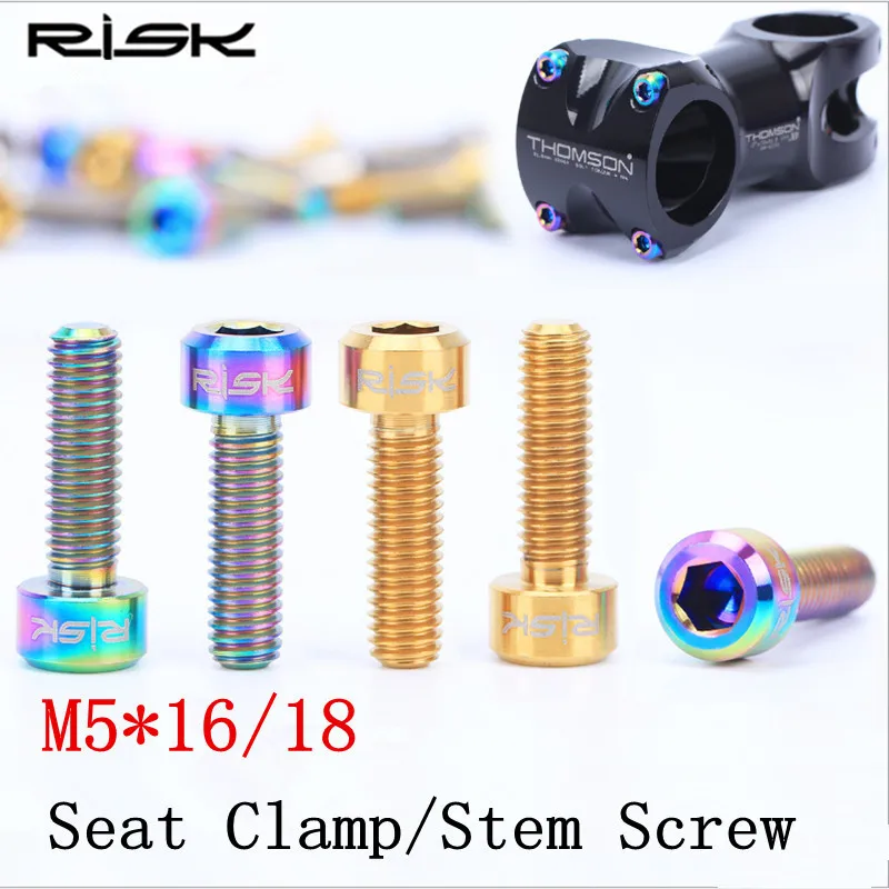 6pcs RISK M5*16/18MM Titanium Bolt Stigma Head Bicycle Handle Stem Bolts Mountain Bike Ultralight Seat Clamps Screws Bike Part
6pcs RISK M5*16/18MM Titanium Bolt Stigma Head Bicycle Handle Stem Bolts Mountain Bike Ultralight Seat Clamps Screws Bike Part