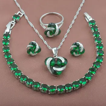 Classic Green Zirconia Crystal Jewelry Sets Silver Plated For Women Wedding Bracelet Necklace Pendant Earrings Ring YZ0173
Classic Green Zirconia Crystal Jewelry Sets Silver Plated For Women Wedding Bracelet Necklace Pendant Earrings Ring YZ0173