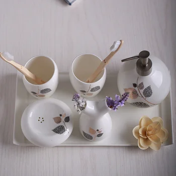 European ceramic bathroom five-piece suit bathroom supplies brush teeth cup set creative wedding gift LO726347
European ceramic bathroom five-piece suit bathroom supplies brush teeth cup set creative wedding gift LO726347