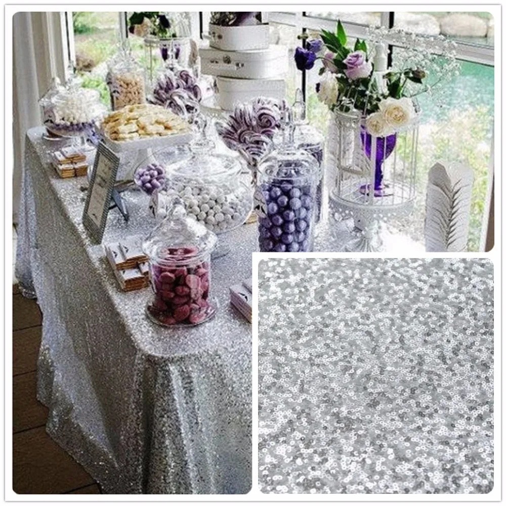 Wholesale 10PCS Silver Sequin Tablecloth Wedding Cake Tablecloth Rectangle Sequin Table for Wedding Decoration90x156inch
Wholesale 10PCS Silver Sequin Tablecloth Wedding Cake Tablecloth Rectangle Sequin Table for Wedding Decoration90x156inch
