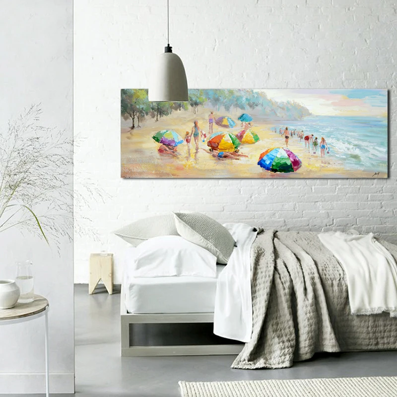 Фото Декоративный постер 40 градусов морской пейзаж Настенная картина песок дети