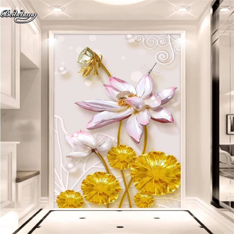 Beibehang 3D стерео Лотос Китайские рельефные ювелирные изделия бонус цветок коридор