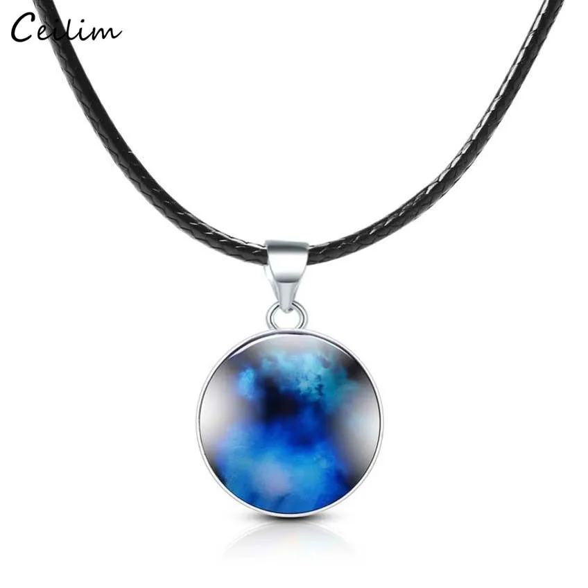 

2019 New Universe Galaxy Necklace for Women Men Stars Glass Ball Pendant Planet Pattern Fashion Leather Chain Necklace Jewelry