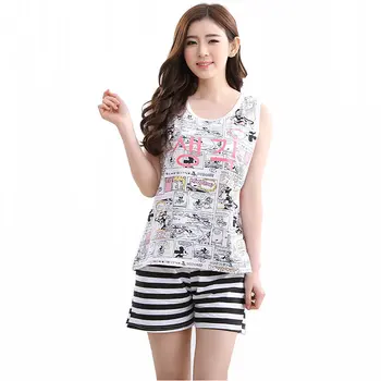 New Arrival Summer Cotton Women's Pajama Sets Striped Cartoon Sleepwear Mujer Pijama Feminino Pajamas Pyjamas Plus 3XL Fashion
New Arrival Summer Cotton Women's Pajama Sets Striped Cartoon Sleepwear Mujer Pijama Feminino Pajamas Pyjamas Plus 3XL Fashion