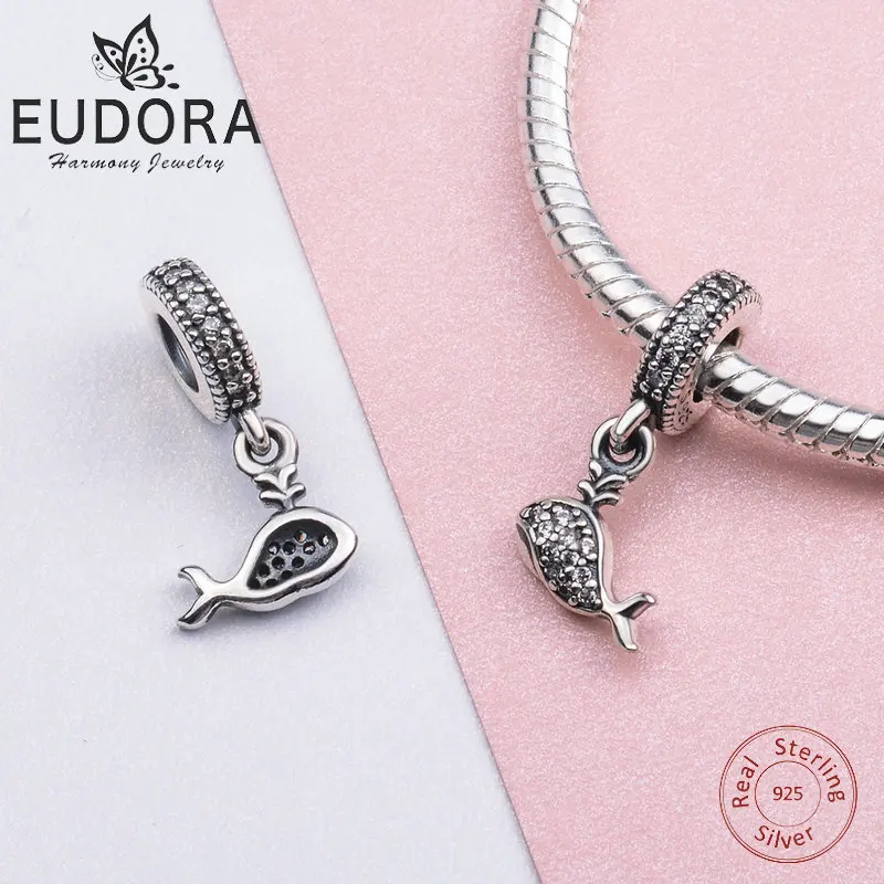 Eudora 100% 925 Sterling Silver AAA Zircon Fish Style Charm Pendants Fit Bracelets & Bangles DIY Jewelry For Women DIY Gifts
Eudora 100% 925 Sterling Silver AAA Zircon Fish Style Charm Pendants Fit Bracelets & Bangles DIY Jewelry For Women DIY Gifts