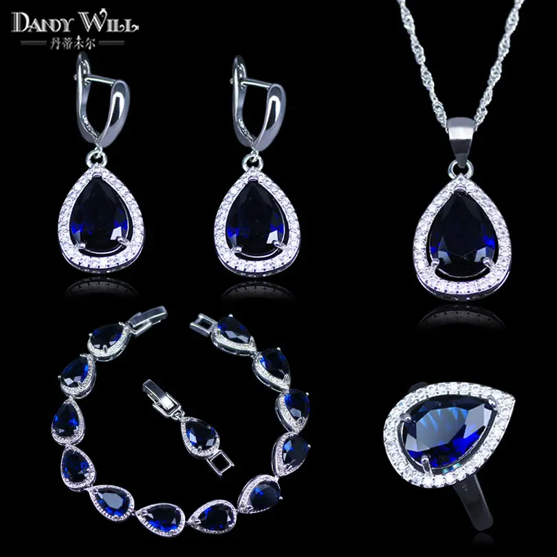 Blue Cubic Zirconia White Rhinestones 925 Logo Silver color Jewelry Sets For Women Wedding Necklace/Earrings/Ring/Pendant Gift
Blue Cubic Zirconia White Rhinestones 925 Logo Silver color Jewelry Sets For Women Wedding Necklace/Earrings/Ring/Pendant Gift