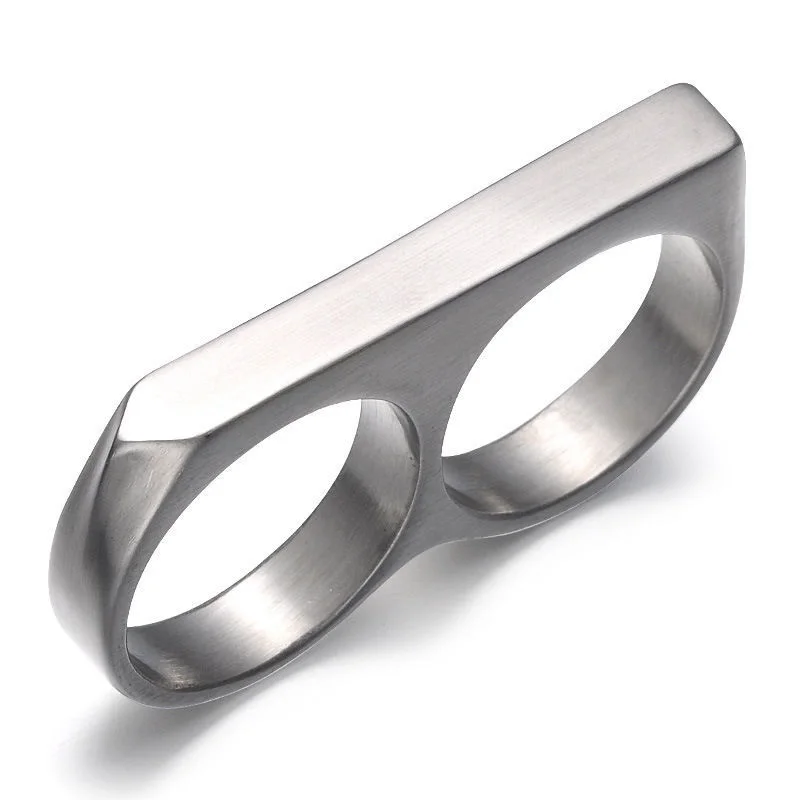 Hiphop Rock Two Finger Ring Vintage Stainless Steel Cool Punk Party Big Statement Fashion Men Finger Ring
Hiphop Rock Two Finger Ring Vintage Stainless Steel Cool Punk Party Big Statement Fashion Men Finger Ring