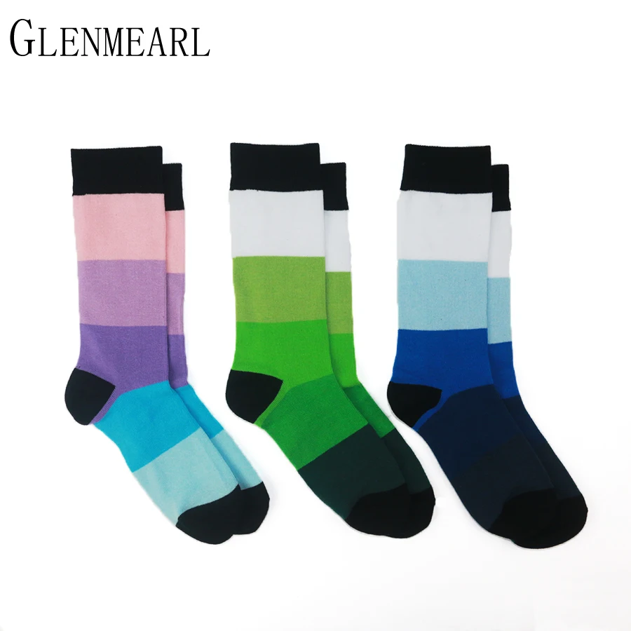 Image 5 pair Lot Cotton Men Socks Quality Brand Spring Fall Business Compression Coolmax Funny Striped Colorful Happy Dress Male Socks