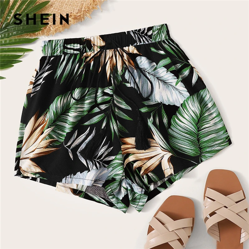 SHEIN Tropical Print Tassel Drawstring Waist Shorts Women Beach Style Bohemian Mid Waist Straight Leg Summer Casual Shorts
SHEIN Tropical Print Tassel Drawstring Waist Shorts Women Beach Style Bohemian Mid Waist Straight Leg Summer Casual Shorts