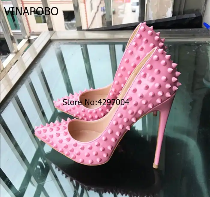 pink studded shoes