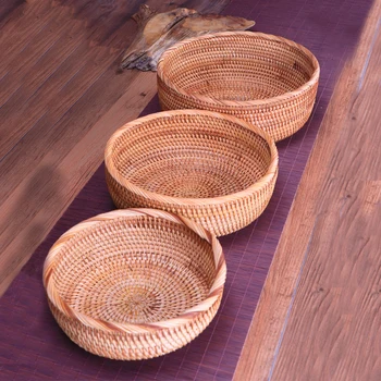 Round Storage Basket Fruit Dish Rattan For Weaving Handmade For Kitchen Food Picnic Bread Sundries Decor Container Organizer
Round Storage Basket Fruit Dish Rattan For Weaving Handmade For Kitchen Food Picnic Bread Sundries Decor Container Organizer