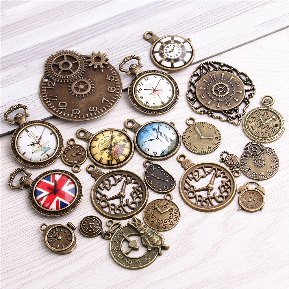 20pcs Vintage Metal Charms Antique Bronze Mixed Clock Fashion DIY Handmade Steampunk Jewelry Pendants Jewelry Making D6365
20pcs Vintage Metal Charms Antique Bronze Mixed Clock Fashion DIY Handmade Steampunk Jewelry Pendants Jewelry Making D6365