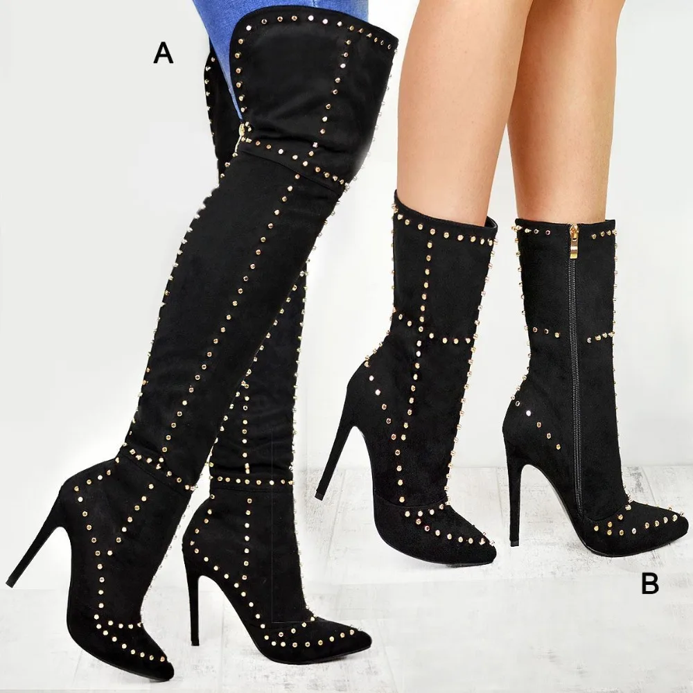 New Fashion Rivet Sexy Thin Woman Boots Over The Knee Shoes Party Autumn Winter Pointed Toe High Heels Boots Two Styles
New Fashion Rivet Sexy Thin Woman Boots Over The Knee Shoes Party Autumn Winter Pointed Toe High Heels Boots Two Styles