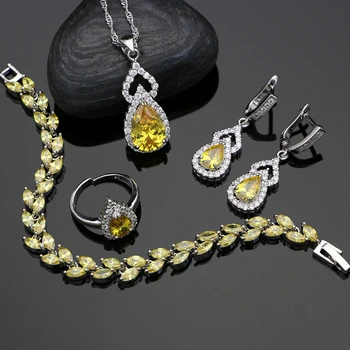 Yellow Zircon 925 Sterling Silver Jewelry Set For Caucasian Wedding With Stone Earrings Open Ring/Bracelet/Pendant/Necklace Set
Yellow Zircon 925 Sterling Silver Jewelry Set For Caucasian Wedding With Stone Earrings Open Ring/Bracelet/Pendant/Necklace Set