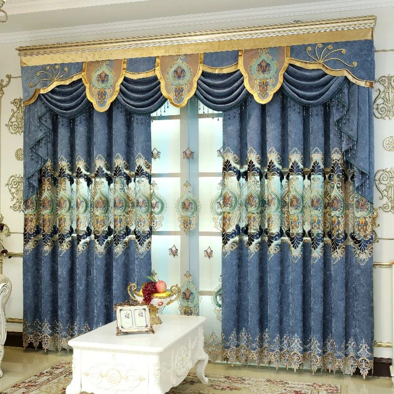 Custom curtains high-grade luxury European high-precision Exquisite embroidery chenille cloth blackout curtain valance E961
Custom curtains high-grade luxury European high-precision Exquisite embroidery chenille cloth blackout curtain valance E961
