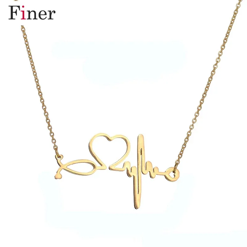 New Fashion Chain Pendants Necklaces For Women Stainless Steel Silver Gold Stethoscope Pendant Heart ECG Heartbeat Necklace
New Fashion Chain Pendants Necklaces For Women Stainless Steel Silver Gold Stethoscope Pendant Heart ECG Heartbeat Necklace