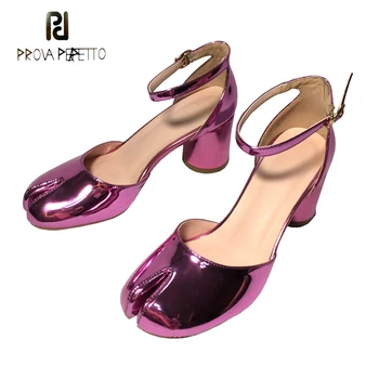 Prova Perfetto fashion patent leather ninjia shoe ankle buckle strap women pumps split toe thick high heel shallow single shoes
Prova Perfetto fashion patent leather ninjia shoe ankle buckle strap women pumps split toe thick high heel shallow single shoes