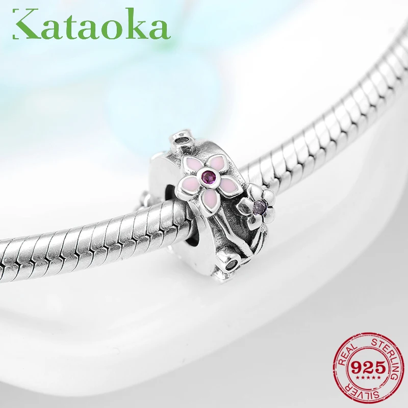 High Quality Stopper Spacer Charms Bead 925 Sterling Silver Spring flowers Pink CZ Fit Original Pandora Bracelets Jewelry making 
High Quality Stopper Spacer Charms Bead 925 Sterling Silver Spring flowers Pink CZ Fit Original Pandora Bracelets Jewelry making