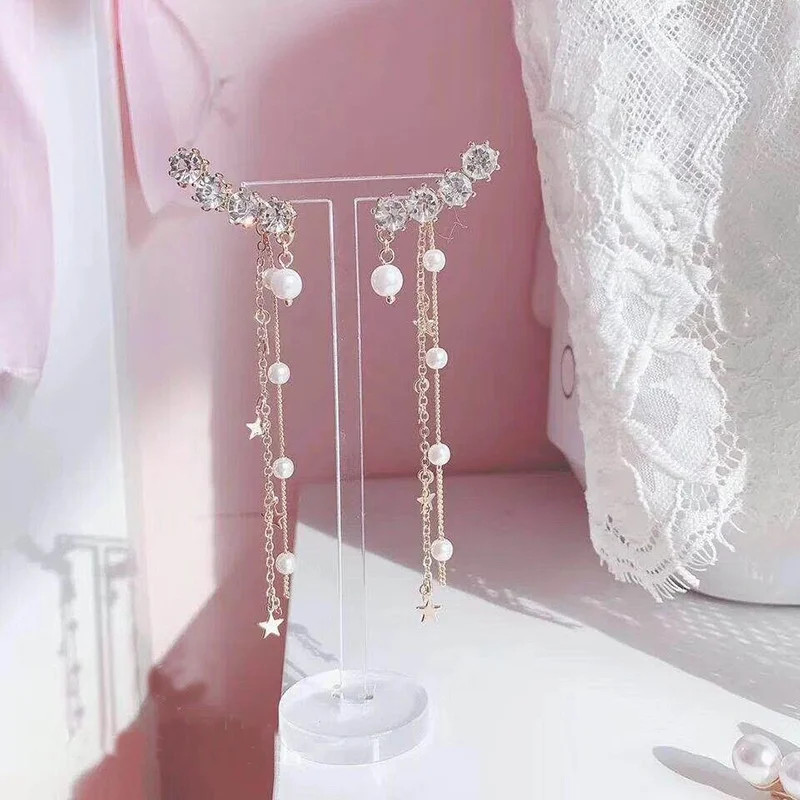 MENGJIQIAO Korean New Luxury Zircon Crystal Wing Pearl Tassel Long Drop Earrings For Women Fashion Star Elegant Party Pendientes
MENGJIQIAO Korean New Luxury Zircon Crystal Wing Pearl Tassel Long Drop Earrings For Women Fashion Star Elegant Party Pendientes