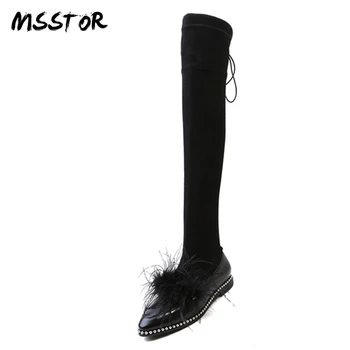 MSSTOR Rivet Fur Over The Knee Boots Black Plus Size 34-42 Round Toe Square Heels Lace Flat Boots Fashion Casual Shoes Women
MSSTOR Rivet Fur Over The Knee Boots Black Plus Size 34-42 Round Toe Square Heels Lace Flat Boots Fashion Casual Shoes Women