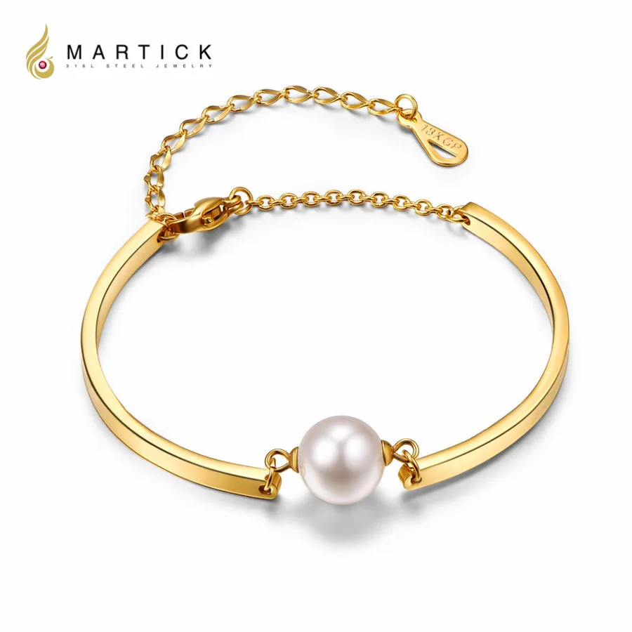 Martick Gold-color 316L Stainless Steel Lobster Charm Bracelets With Pearl For Women Fashion Summer Style B208
Martick Gold-color 316L Stainless Steel Lobster Charm Bracelets With Pearl For Women Fashion Summer Style B208