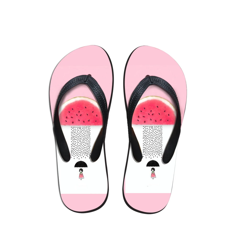 ELVISWORD Розовый Арбуз Девушки дизайнерские шлепанцы для женщин пляжные Мультяшные
