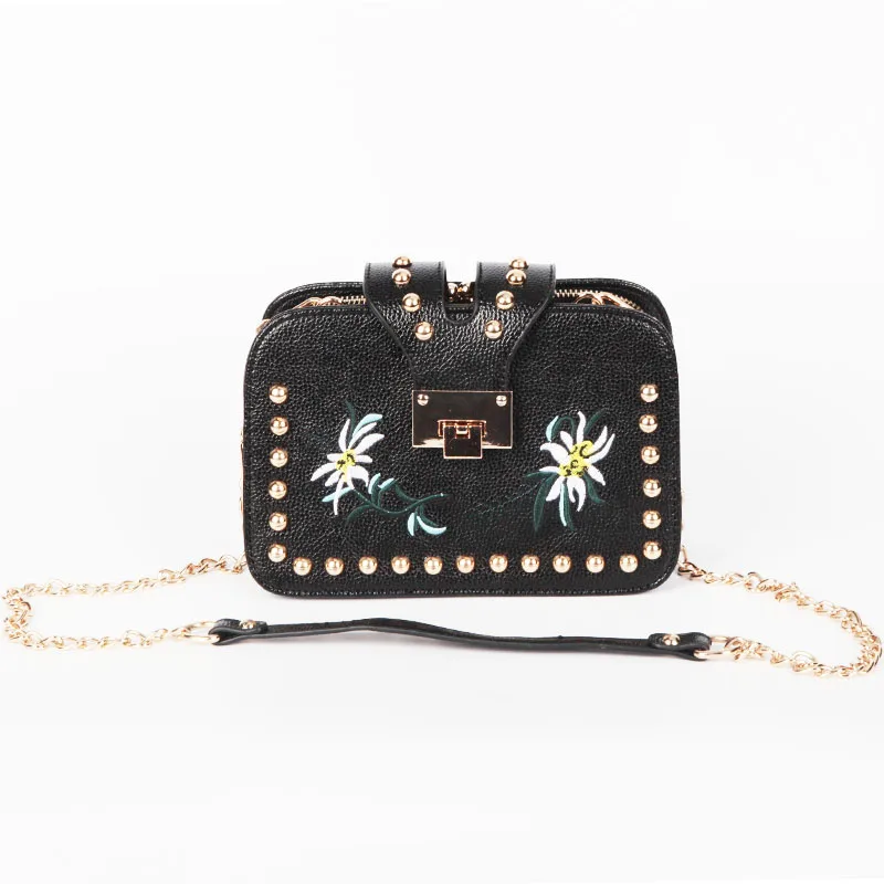 KYYSLO Rivet Chain Women's Bag Korean Fashion Embroidery Pu Leather Embroidered Small Square Bag Wild Shoulder Messenger Bag
KYYSLO Rivet Chain Women's Bag Korean Fashion Embroidery Pu Leather Embroidered Small Square Bag Wild Shoulder Messenger Bag