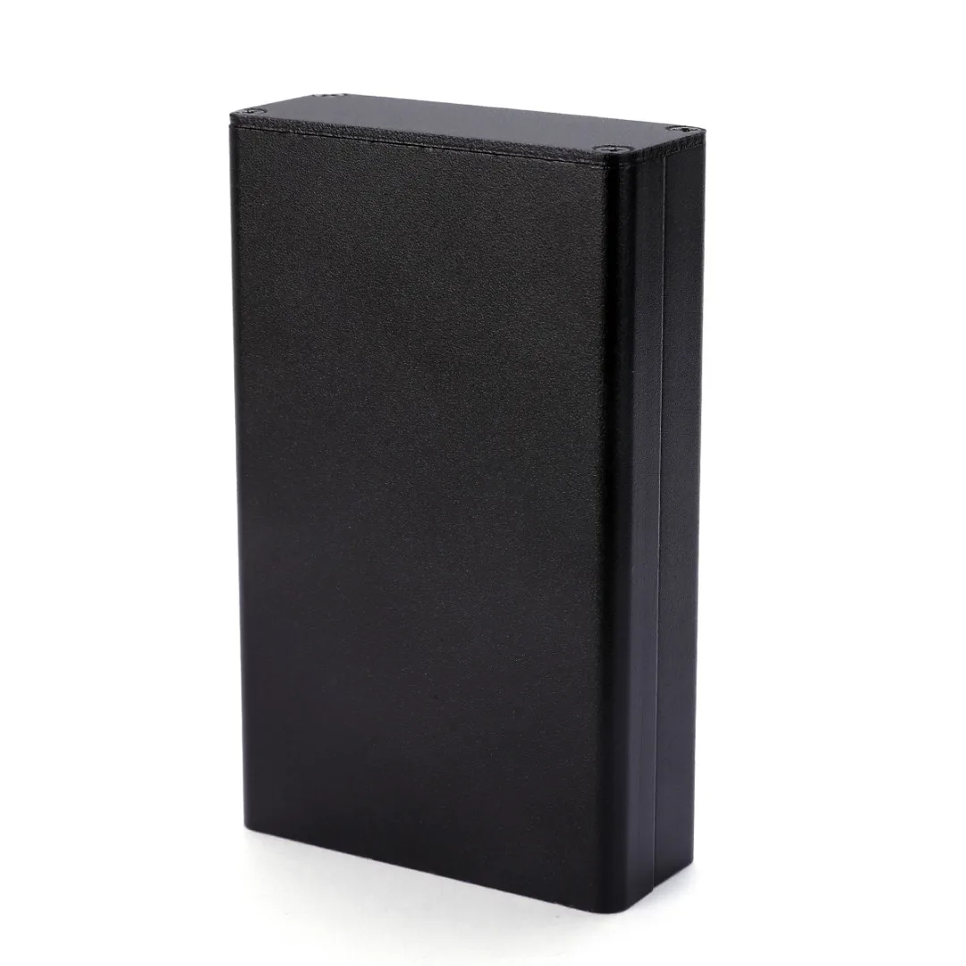 Aluminum PCB Instrument Box Enclosure DIY Electronic Project Case Panels Screws DIY Built-in Grooves Black 80x50x20mm