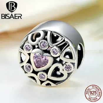 Real 925 Sterling Silver Pink Stone Heart to Heart Beads Charms Fit BISAER Women Bracelets & Necklaces Jewelry ECC054
Real 925 Sterling Silver Pink Stone Heart to Heart Beads Charms Fit BISAER Women Bracelets & Necklaces Jewelry ECC054