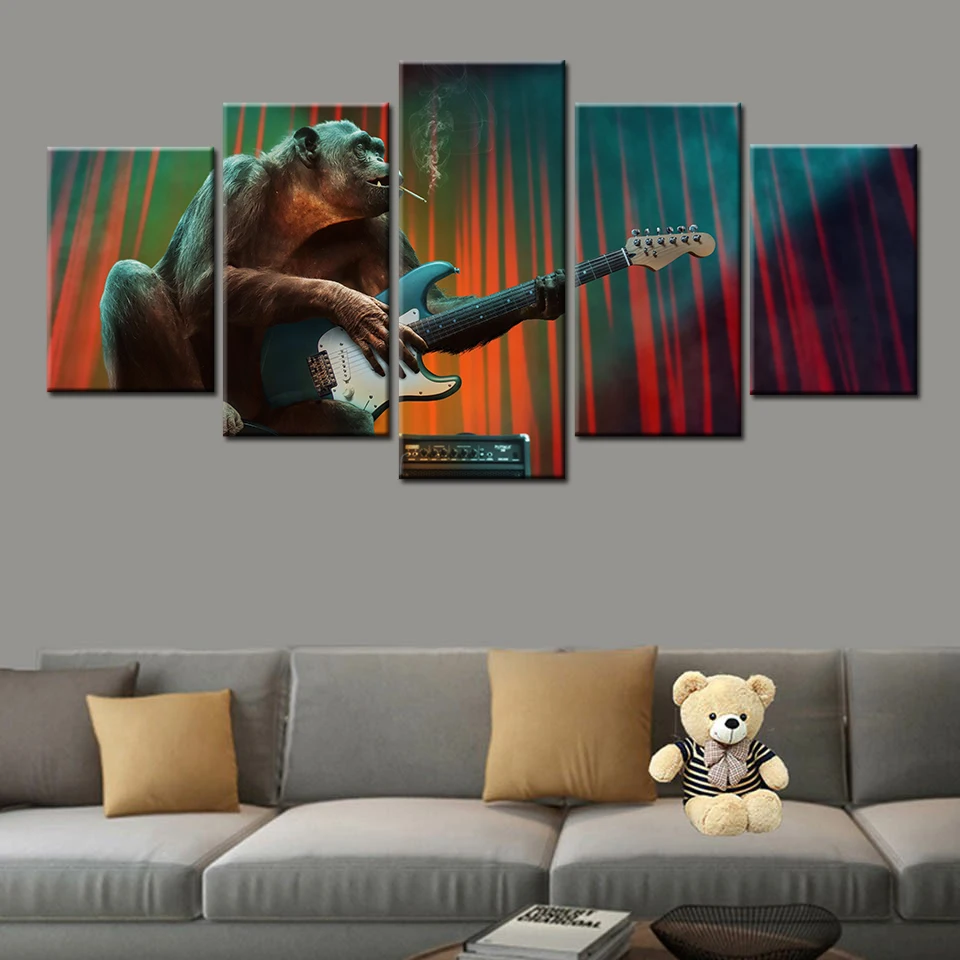 5 Pieces HD Print Painting Animal The smoking Gorilla playing the guitar wall pictures for living room Art Decor
5 Pieces HD Print Painting Animal The smoking Gorilla playing the guitar wall pictures for living room Art Decor