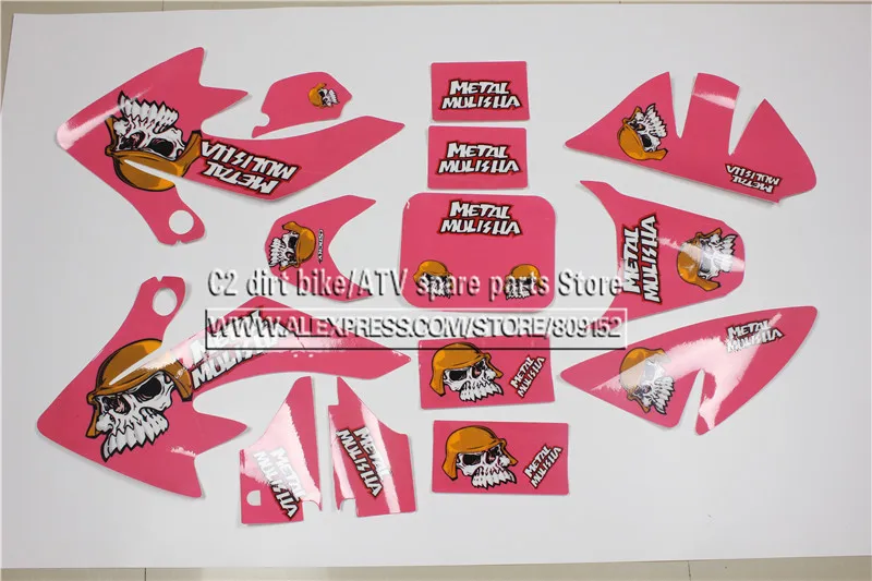 3M Decals Emblems Stickers Graphics CRF50 SSR SDG DHZ Thumpstar pit dirt Bike Pink Colour Metal Mulisha Style
3M Decals Emblems Stickers Graphics CRF50 SSR SDG DHZ Thumpstar pit dirt Bike Pink Colour Metal Mulisha Style