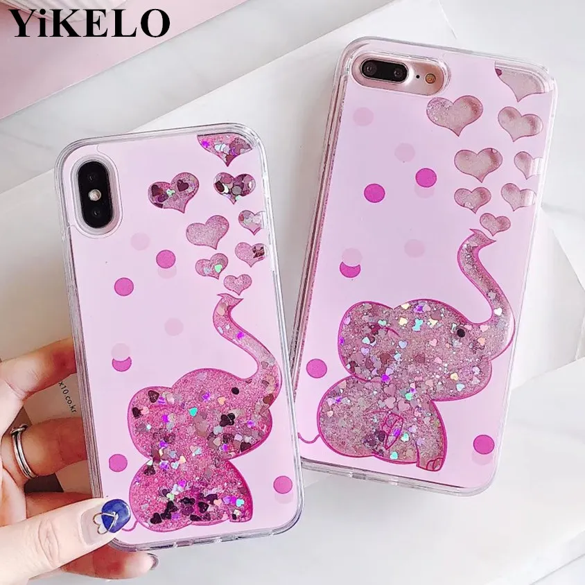 YiKELO Cartoon Cute Elephant Heart Phone Cover For Iphone X Coque Dynamic Liquid Glitter Quicksand Case For Iphone 6 6S 7 8 Plus
YiKELO Cartoon Cute Elephant Heart Phone Cover For Iphone X Coque Dynamic Liquid Glitter Quicksand Case For Iphone 6 6S 7 8 Plus