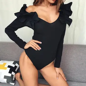 Spring Autumn Deep V Neck Rompers Women Solid Black Ruffles Sexy Bodysuit Women Leisure Slim Beachwear WS3447E
Spring Autumn Deep V Neck Rompers Women Solid Black Ruffles Sexy Bodysuit Women Leisure Slim Beachwear WS3447E