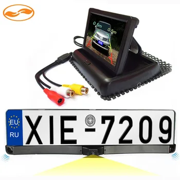 License Plate Frame with 2PCS of Radar Sensors and 1PC of Rearview Camera in the Center + Folding 4.3" LCD TFT Monitor
License Plate Frame with 2PCS of Radar Sensors and 1PC of Rearview Camera in the Center + Folding 4.3" LCD TFT Monitor
